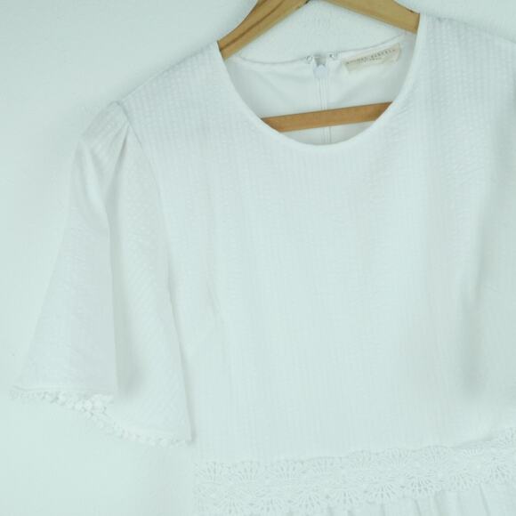 Rachel Parcell XS Dress White Seersucker Cottagecore Preppy Country Club Dainty - Picture 7 of 9